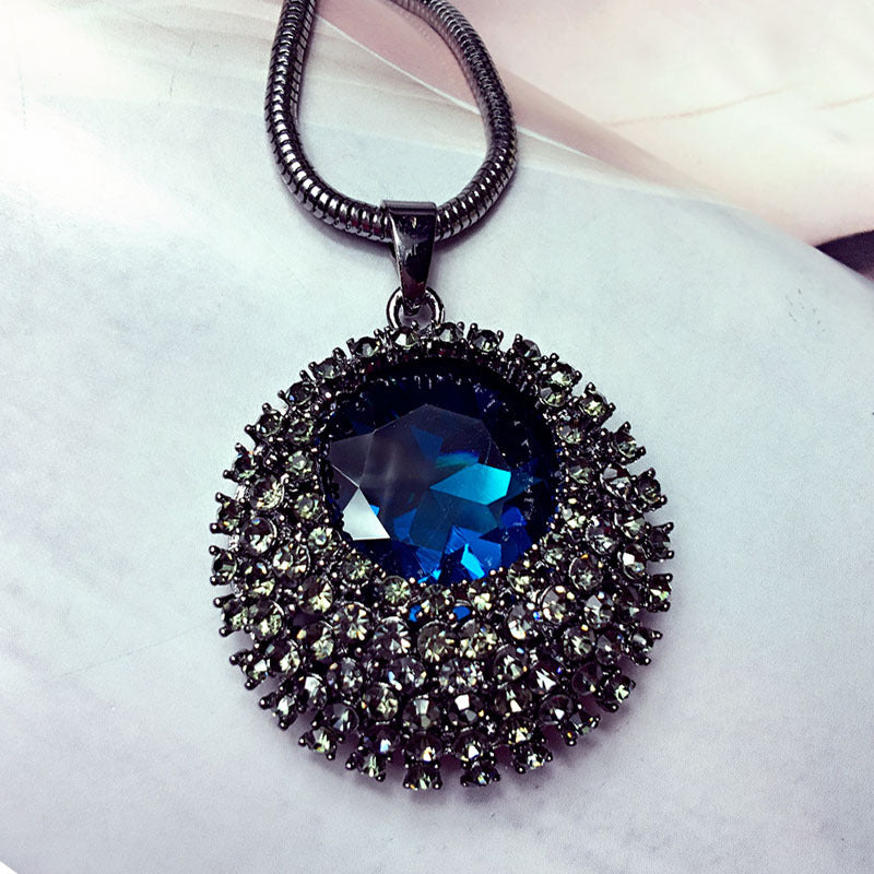 Blue Crystal Long Necklace