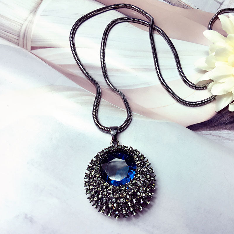 Blue Crystal Long Necklace